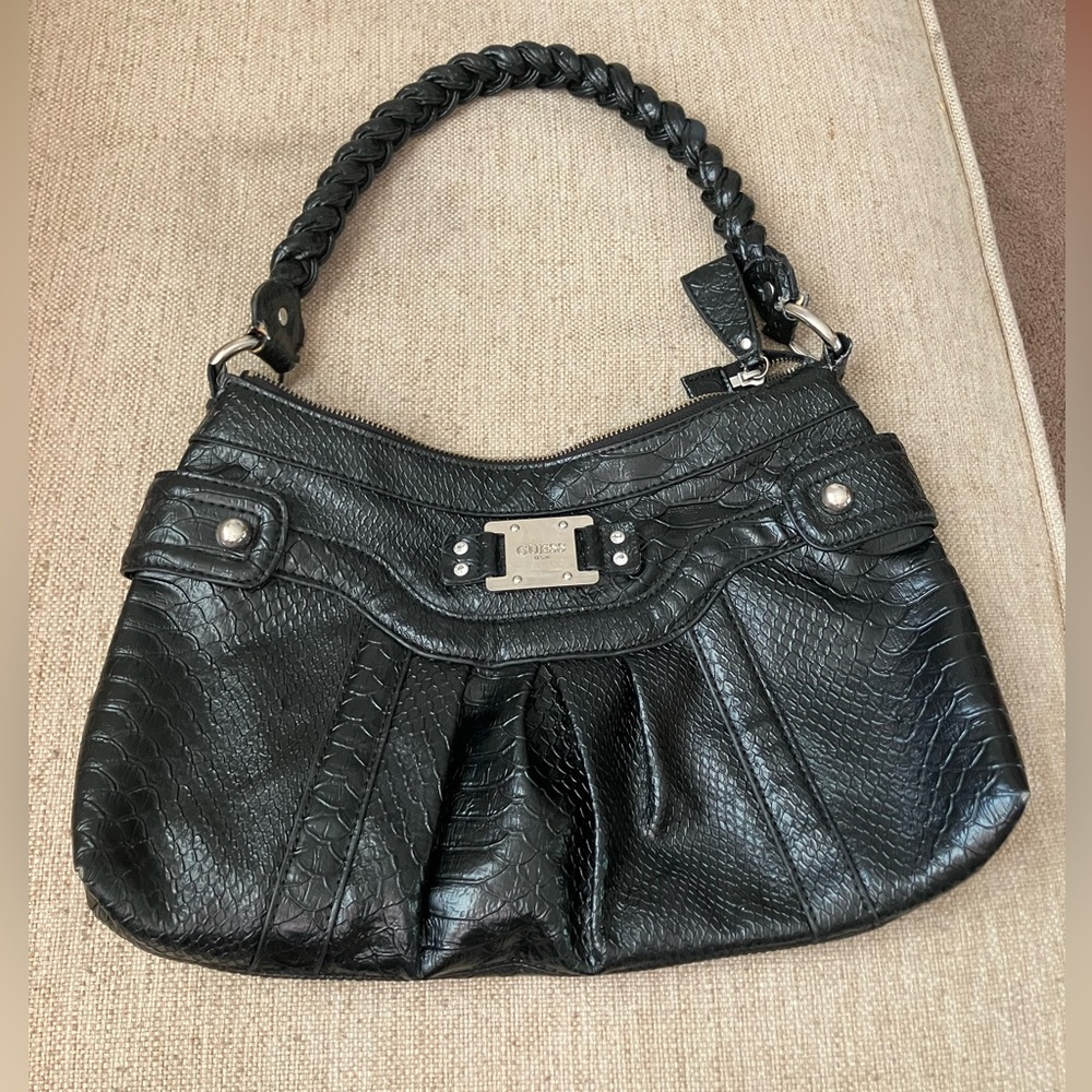 Guess black snakeskin leather purse